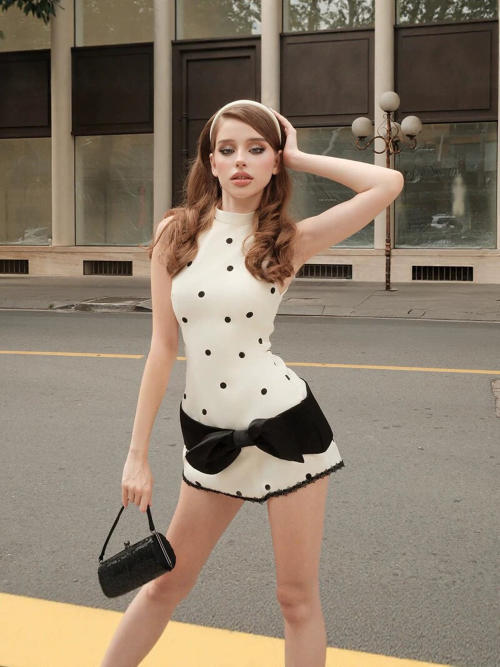 Zara Spring Round Neck Sleeveless Color Block Print Waisted Casual Dress